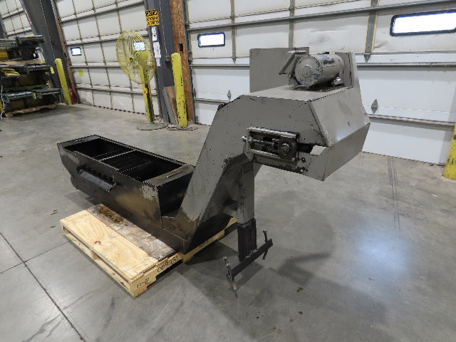 Enomoto Hinge Belt CNC Chip Conveyor 16"x 62" Infeed 36-42" Discharge 220V 3PH