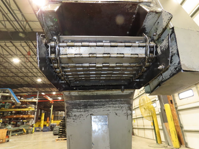 Enomoto Hinge Belt CNC Chip Conveyor 16"x 62" Infeed 36-42" Discharge 220V 3PH