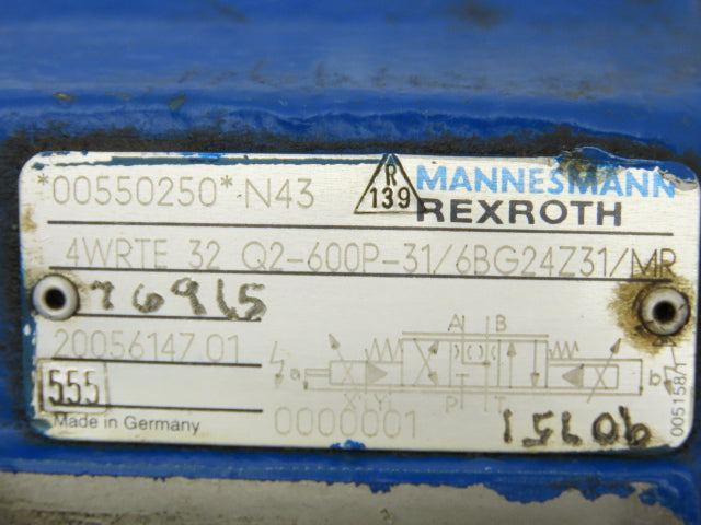 Rexroth 4WRTE 32 Q2-600P-31/6BG24Z31/MR Proportional Directional Servo Valve 24V