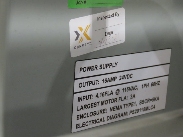 ConveyX 52"x 55' Power Roller Conveyor 48"BF Walk-Thru Gate 115V Variable Speed