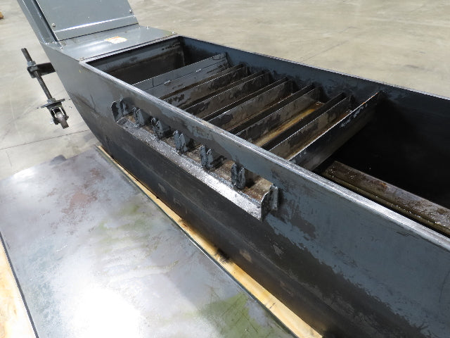 Enomoto Hinge Belt CNC Chip Conveyor 15"x 88" Infeed 46" Discharge 220V 3PH