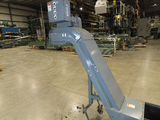Enomoto Hinge Belt CNC Chip Conveyor 15"x 88" Infeed 46" Discharge 220V 3PH
