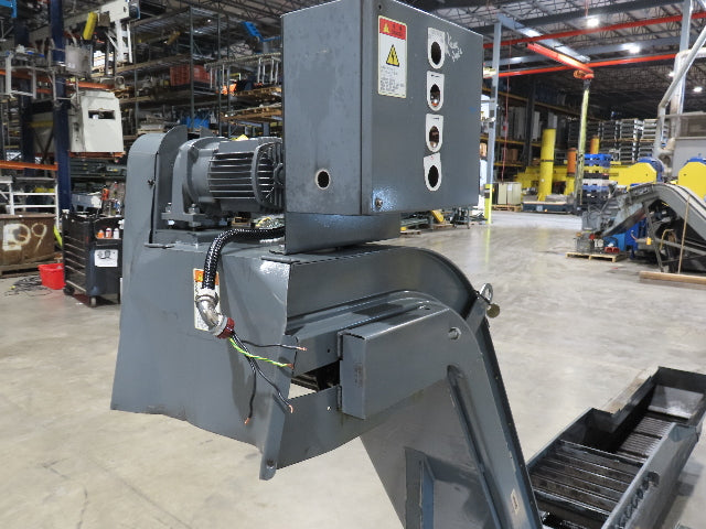 Enomoto Hinge Belt CNC Chip Conveyor 15"x 88" Infeed 46" Discharge 220V 3PH