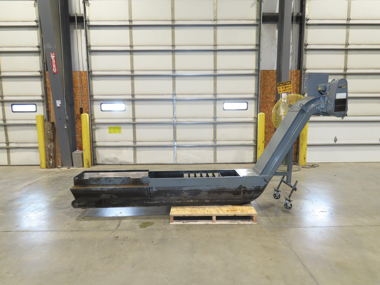 Enomoto Hinge Belt CNC Chip Conveyor 15"x 88" Infeed 46" Discharge 220V 3PH