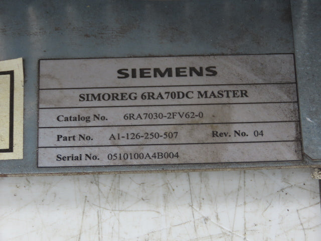 Siemens 6RA7031-6FV62 Simoreg DC Master Drive 125A 480V 6RA70DC Control Panel