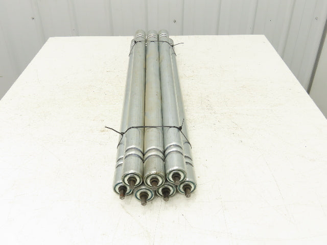 Galvanized Steel Conveyor Roller 1.9" Dia 36"BF Double Groove Lot of 7
