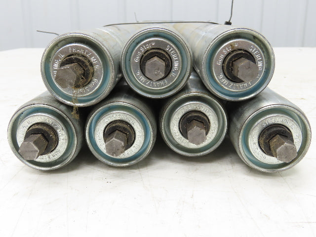 Galvanized Steel Conveyor Roller 1.9" Dia 36"BF Double Groove Lot of 7
