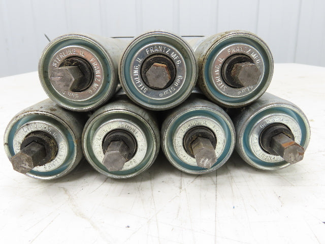 Galvanized Steel Conveyor Roller 1.9" Dia 36"BF Double Groove Lot of 7