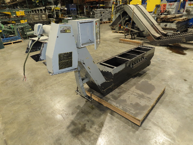 Enomoto Hinge Belt CNC Chip Conveyor 16"x 62" Infeed 31" Discharge 220V 3PH