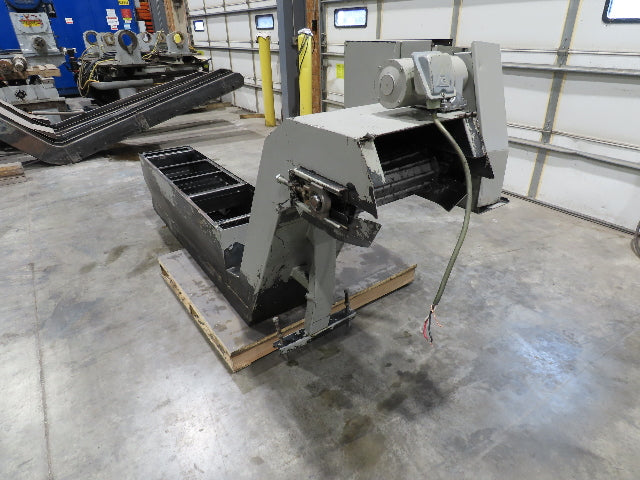Enomoto Hinge Belt CNC Chip Conveyor 16"x 62" Infeed 31" Discharge 220V 3PH