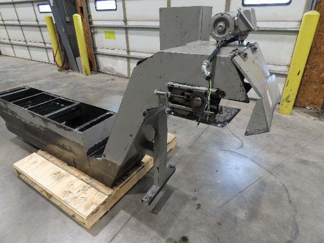 Enomoto Hinge Belt CNC Chip Conveyor 16"x 62" Infeed 31" Discharge 220V 3PH