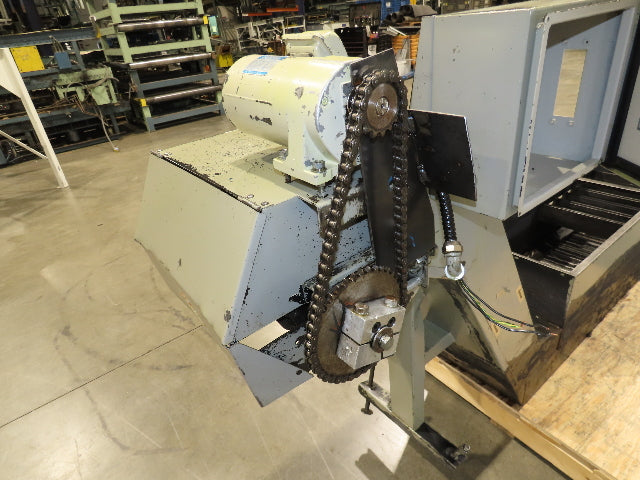 Enomoto Hinge Belt CNC Chip Conveyor 16"x 62" Infeed 31" Discharge 220V 3PH