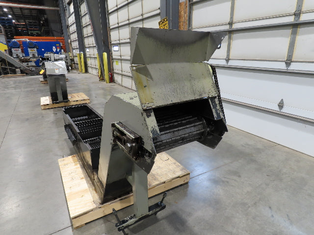 Enomoto Hinge Belt CNC Chip Conveyor 16"x 62" Infeed 31" Discharge 220V 3PH