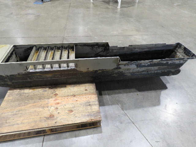 Enomoto Hinge Belt CNC Chip Conveyor 16"x 88" Infeed 46" Discharge 220V 3PH