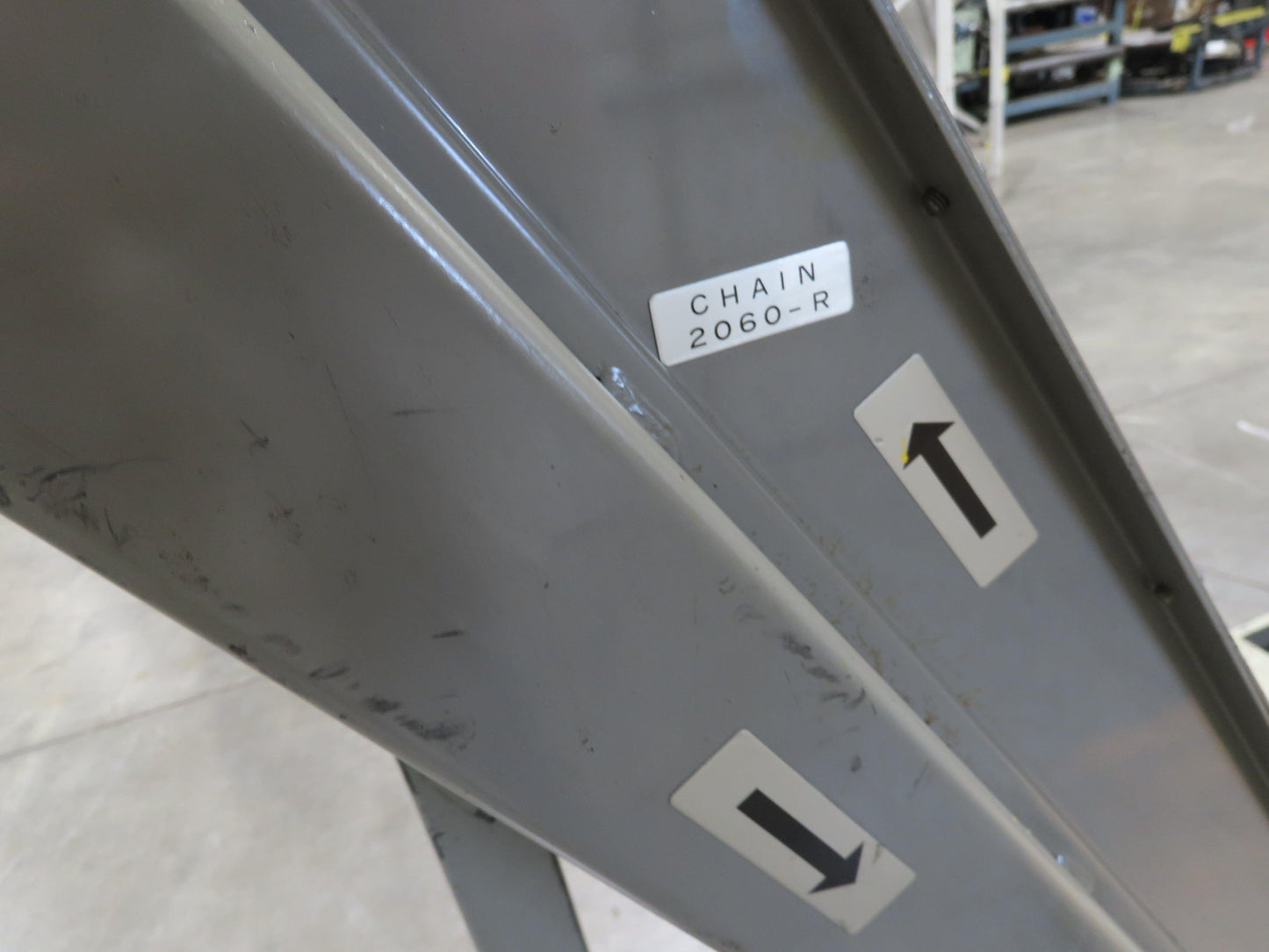 Enomoto Hinge Belt CNC Chip Conveyor 16"x 88" Infeed 46" Discharge 220V 3PH