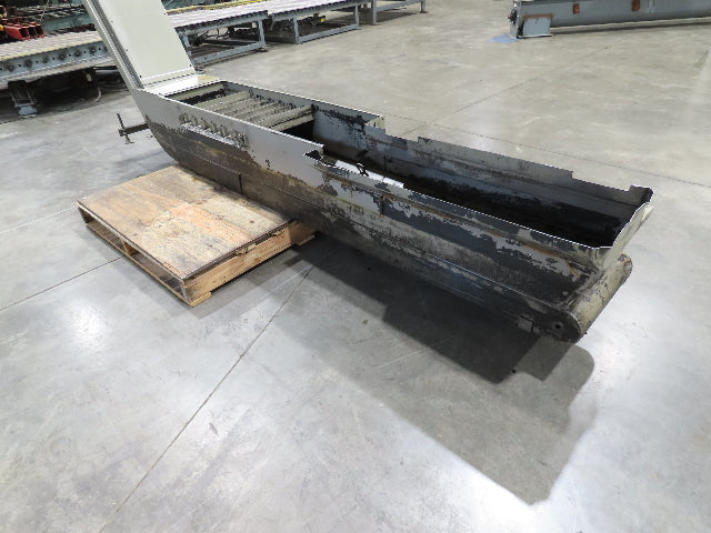 Enomoto Hinge Belt CNC Chip Conveyor 16"x 88" Infeed 46" Discharge 220V 3PH