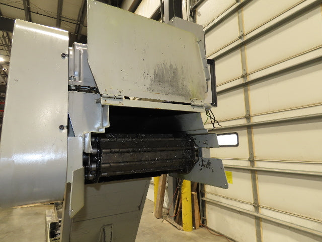 Enomoto Hinge Belt CNC Chip Conveyor 16"x 88" Infeed 46" Discharge 220V 3PH