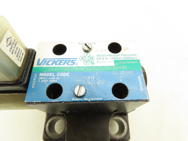 Vickers CVCS-32-W11-S2-10-S20-A00-B99-Y10 Cartridge Valve Control Cover 24V