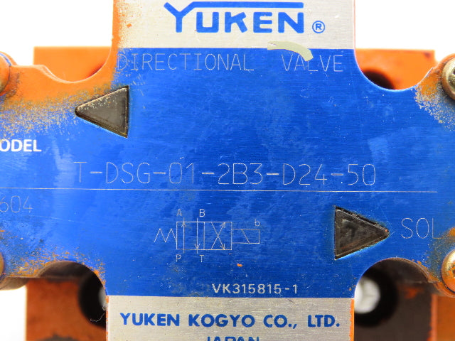 Yuken T-DSG-01-2B3-D24-50 Directional Control Solenoid Valve 24V 4/2 NG6 D03