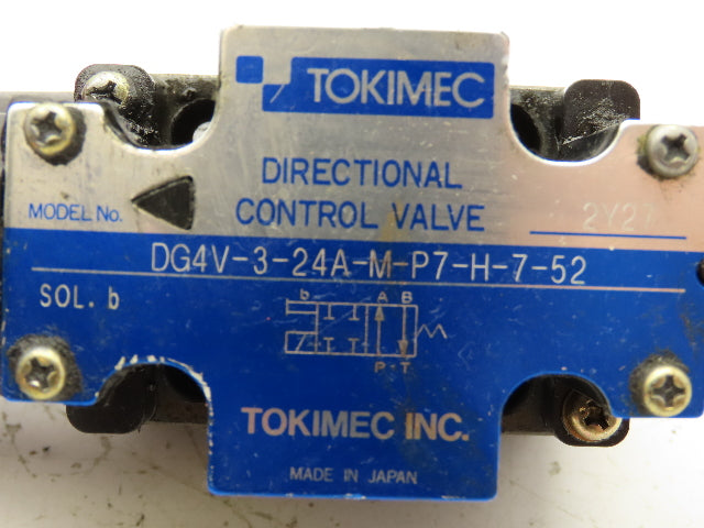 Tokimec DG4V-3-24A-M-P7-H-7-52 Directional Control Single Solenoid Valve 4/2 24V