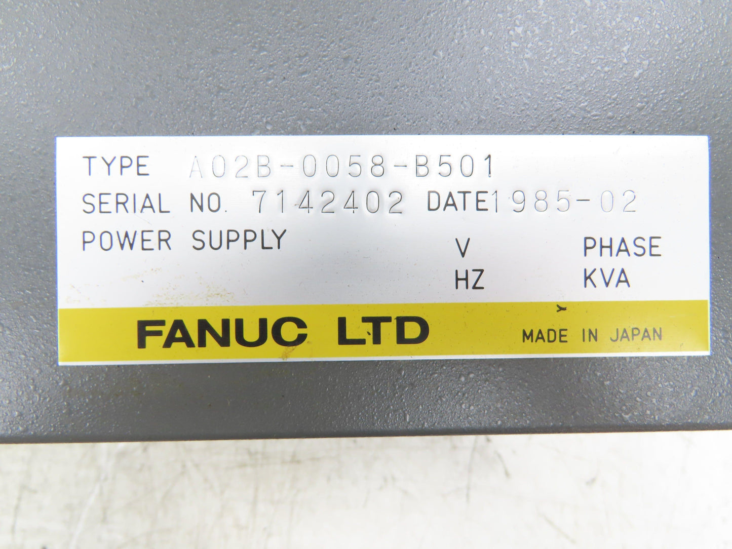 Fanuc A02B-0058-B501 PLC Power Supply Controller Unit Chassis