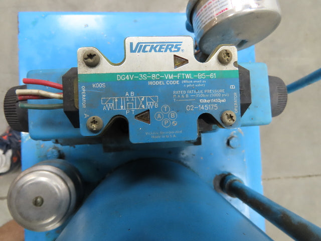 Vickers V101P2P1C20 Hydraulic Power Unit 7.3GPM 2500PSI 2Hp Motor 230/460V 3Ph