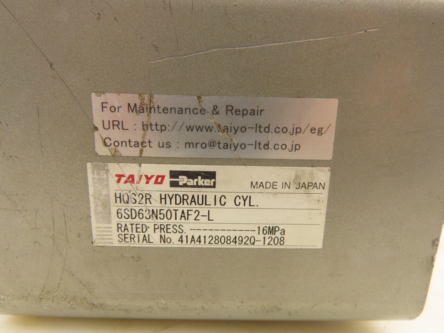 Parker Taiyo HQS2R Double Acting Hydraulic Cylinder 63mm Bore 50mm Stroke