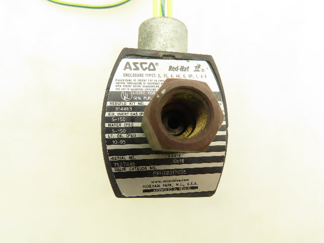 Asco EFHT8317G35 RED-HAT II 3-Way Solenoid Valve 1/4" NPT 120V 150 PSI