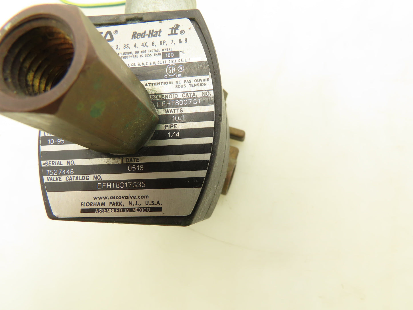 Asco EFHT8317G35 RED-HAT II 3-Way Solenoid Valve 1/4" NPT 120V 150 PSI
