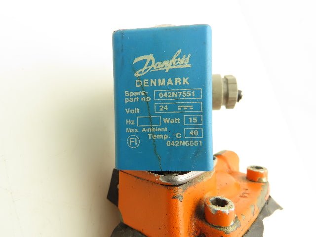 Danfoss 042N7551 Brass Solenoid Valve 2-Way Normally Open 3/4" NPT 24VDC