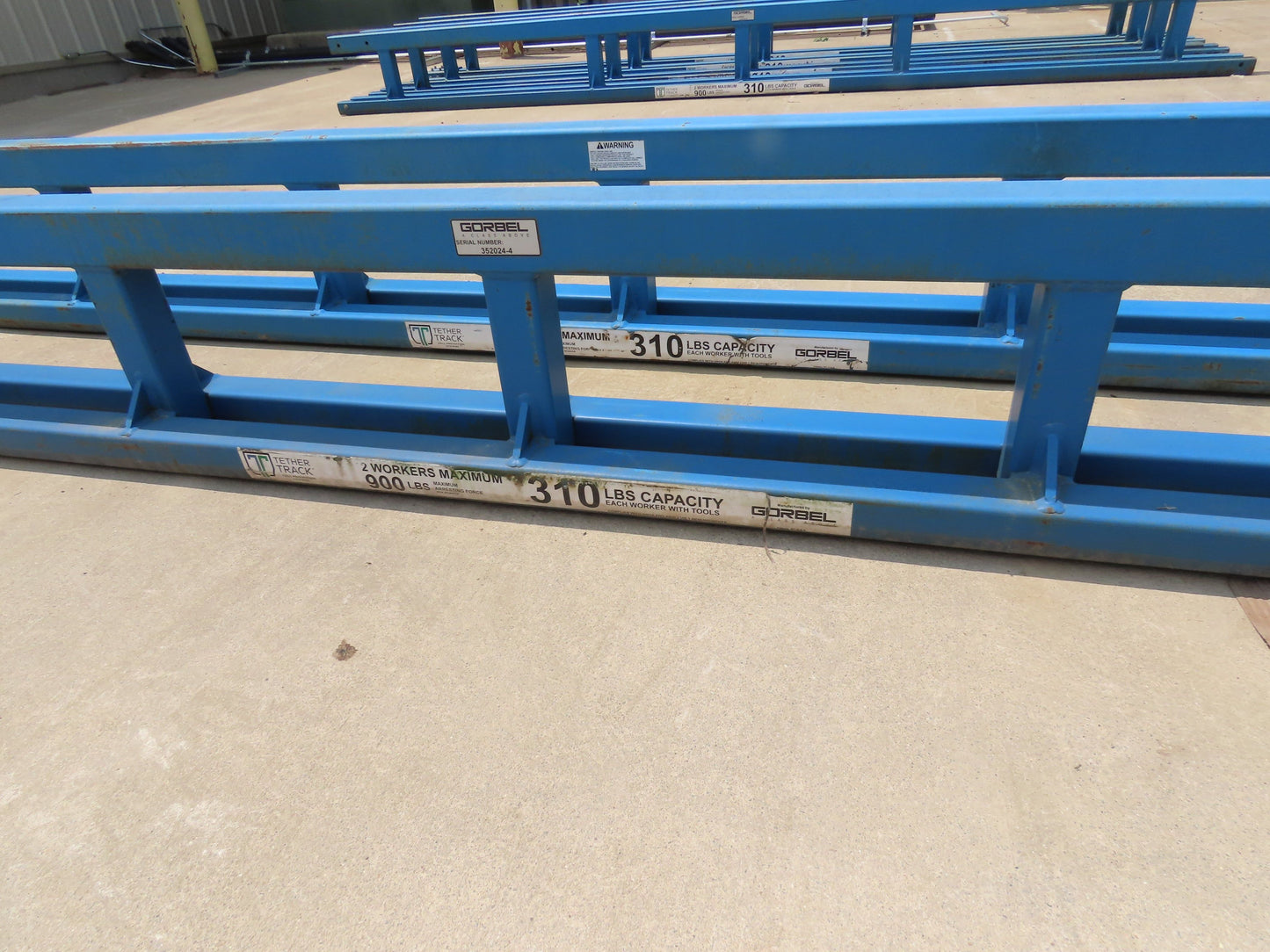 Gorbel 900Lb Tether Track Ceiling Mount Double Rail 2-Person Fall Protection 32'