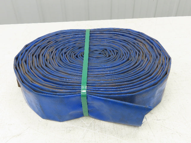 3" Layflat Blue PVC Water Delivery Irrigation Discharge Hose 90'