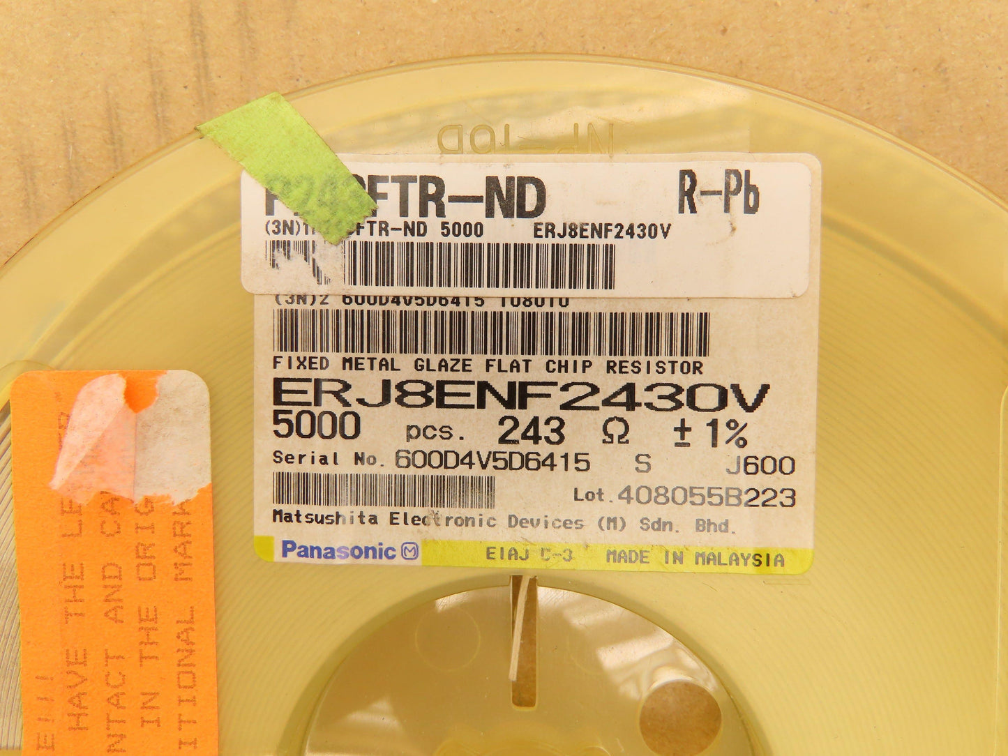 Panasonic ERJ-8ENF2430V Fixed Metal Flat Chip Resistors 243 Ohms ± 1% 5000 Pcs