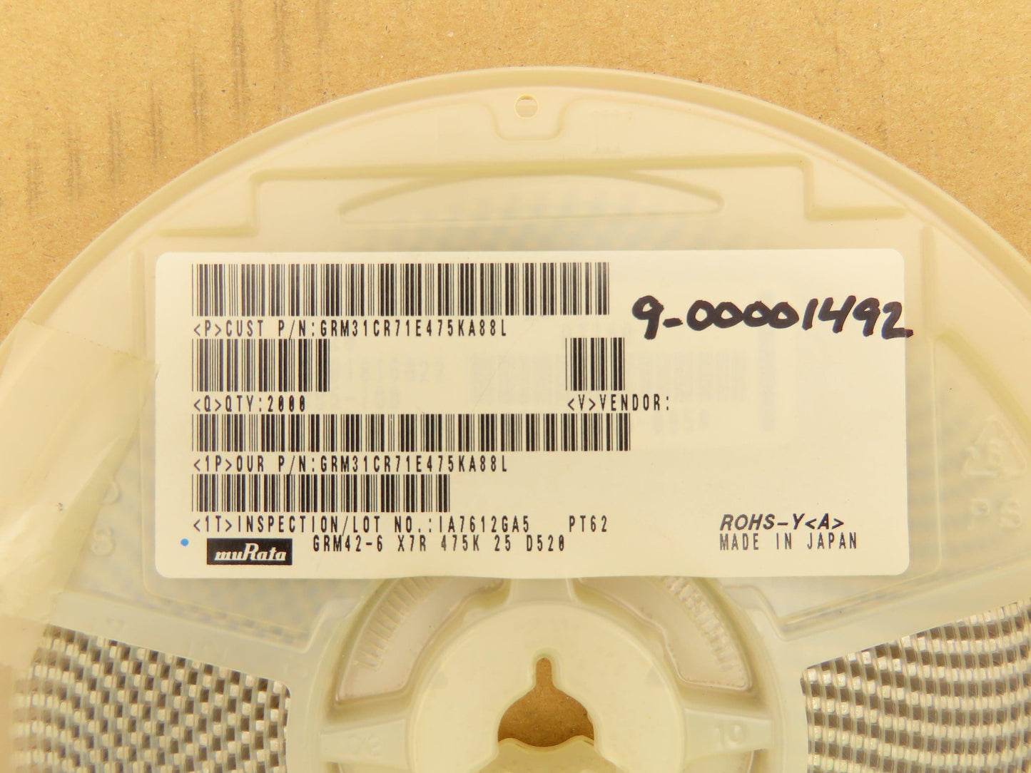 Murata GRM31CR71E475KA88L Ceramic Capacitors Tape And Reel 4.7 µF ± 10% 2000 Pcs