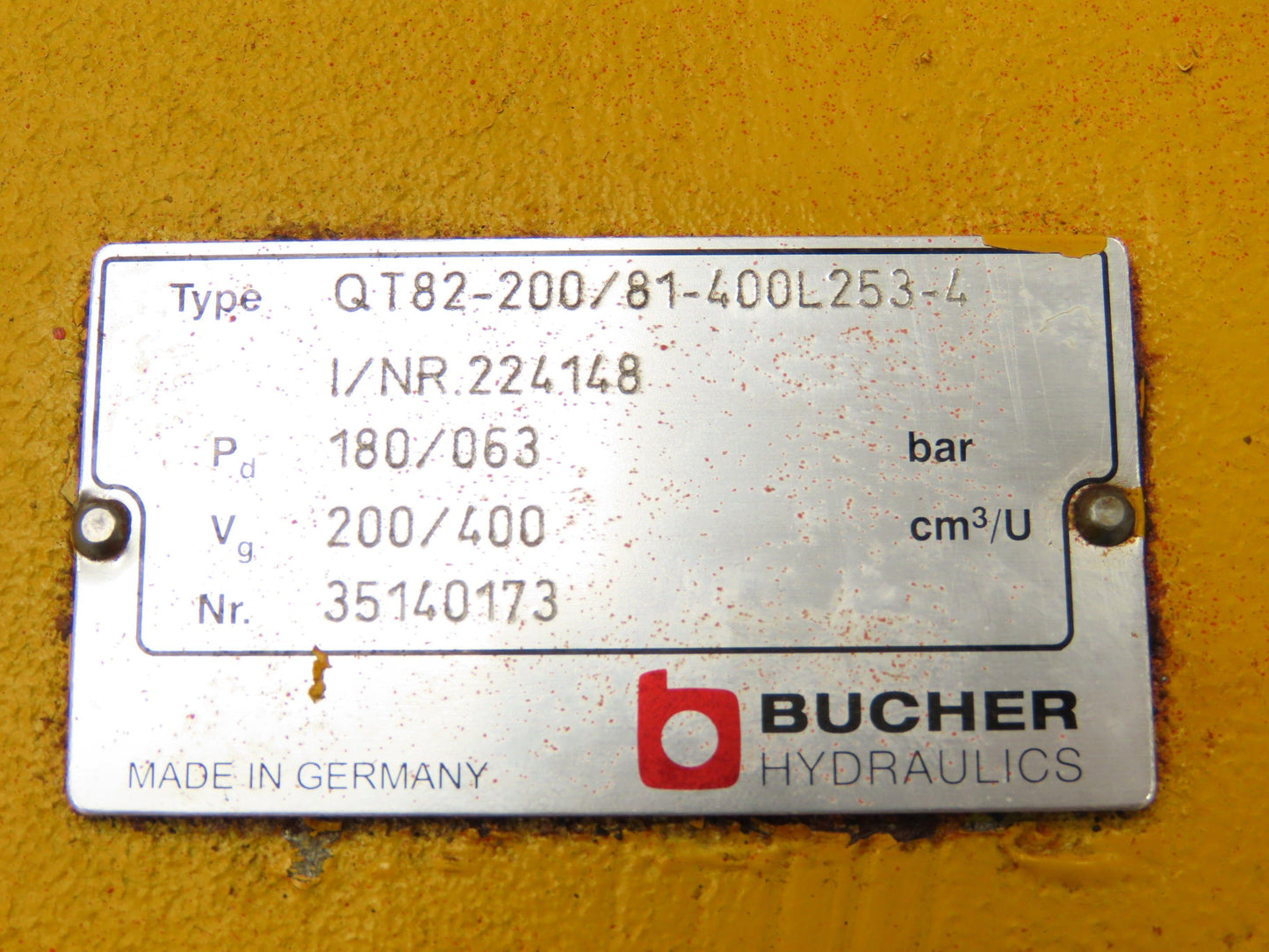 Bucher QT82-200/81-400L253-4 Hydraulic Double Pump 76/154 GPM 913/2610 PSI