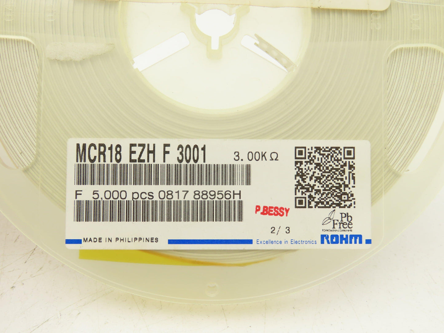 Rohm MCR18EZHF3001 Chip Resistor Tape And Reel 3 kOhms ± 1% 1/4W 5000 Pcs