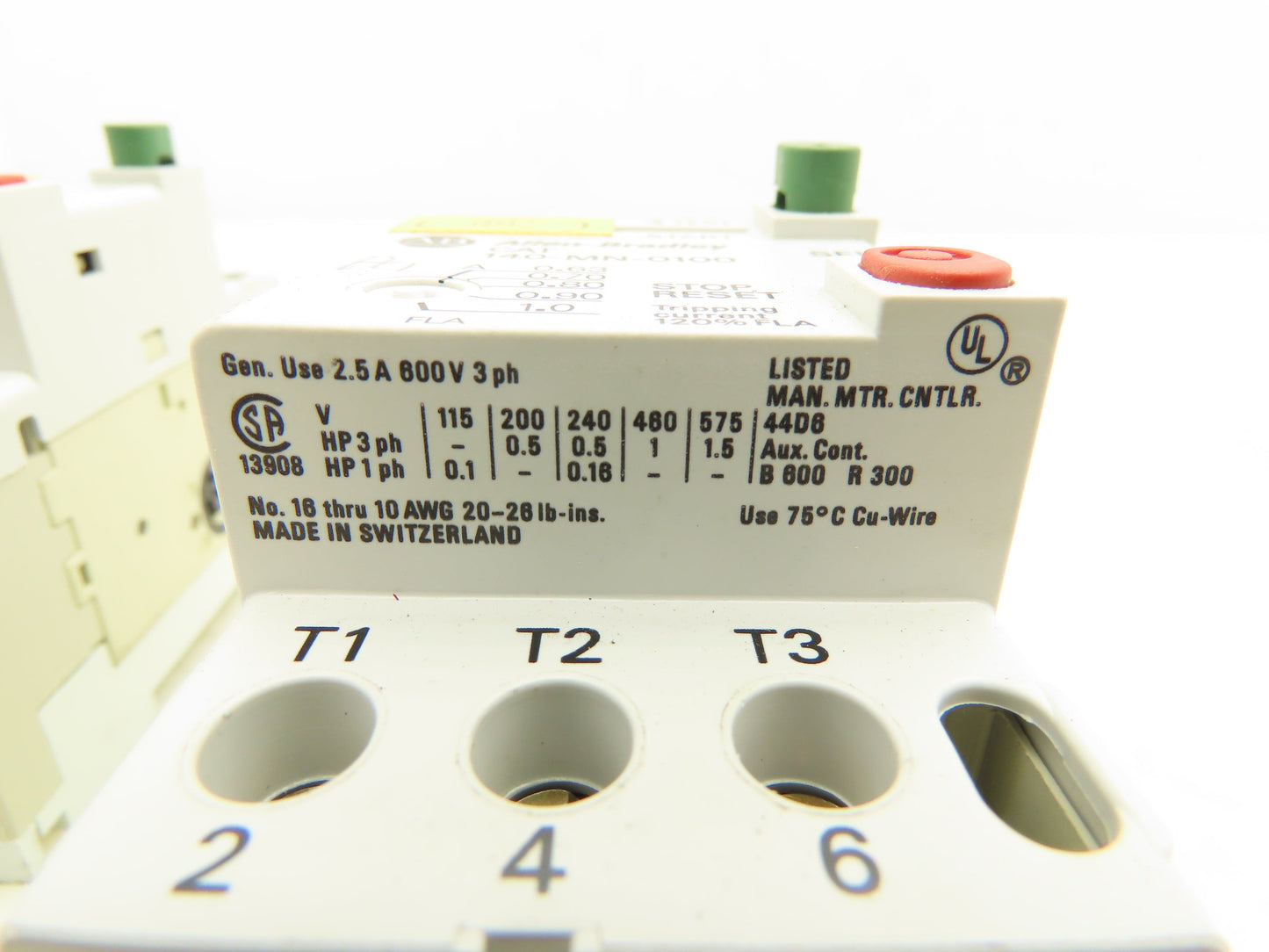 Allen Bradley 140-MN-0100 Manual Motor Starter 600V 2.5A 3 Phase Lot Of 2