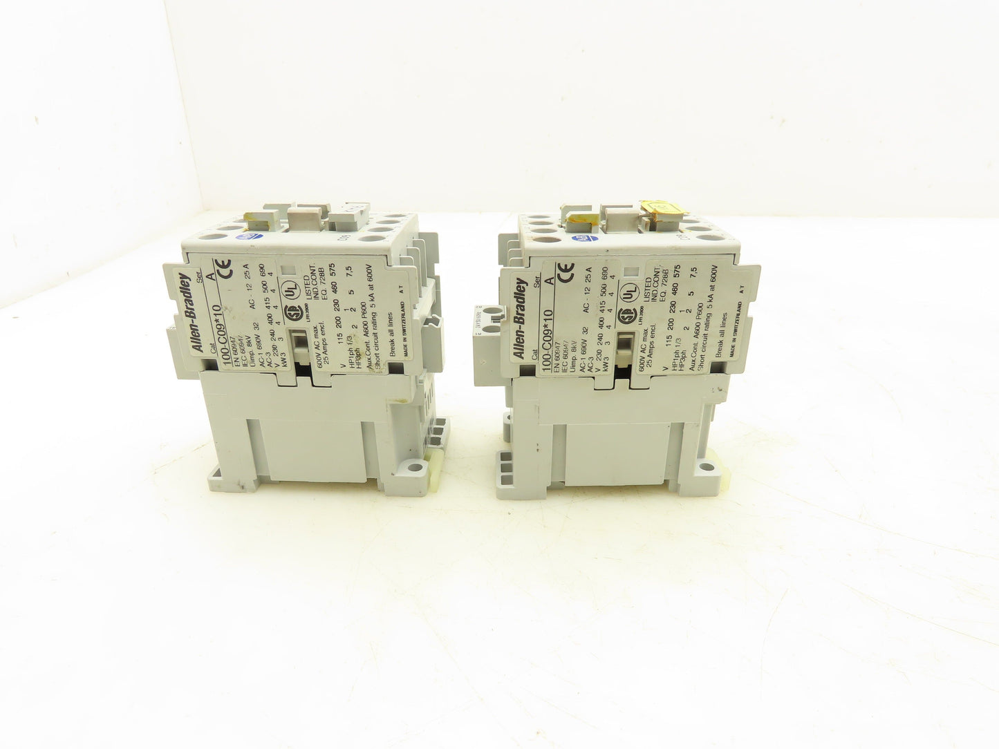 Allen-Bradley 100-C09*10 Contactor 600VAC 25A 24V Coil Series A Lot Of 2
