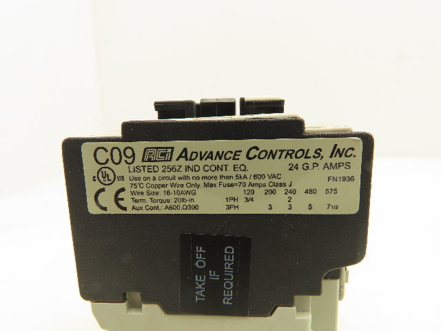 ACI C09.310-120 Motor Starter Contactor 5Hp 480V 3Ph 120 VAC Coil Lot of 4