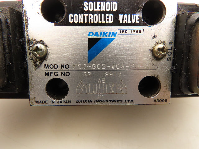 Daikin KSO-G02-4CA-30-CL Hydraulic Directional Control Solenoid Valve 110V