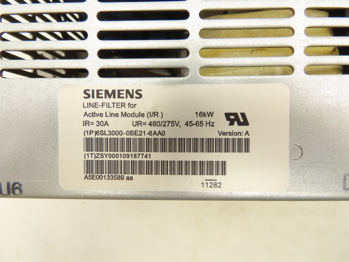 Siemens 6SL3000-0BE21-6AA0 Line Filter For Active Line Module 16kW 30A 480/275V