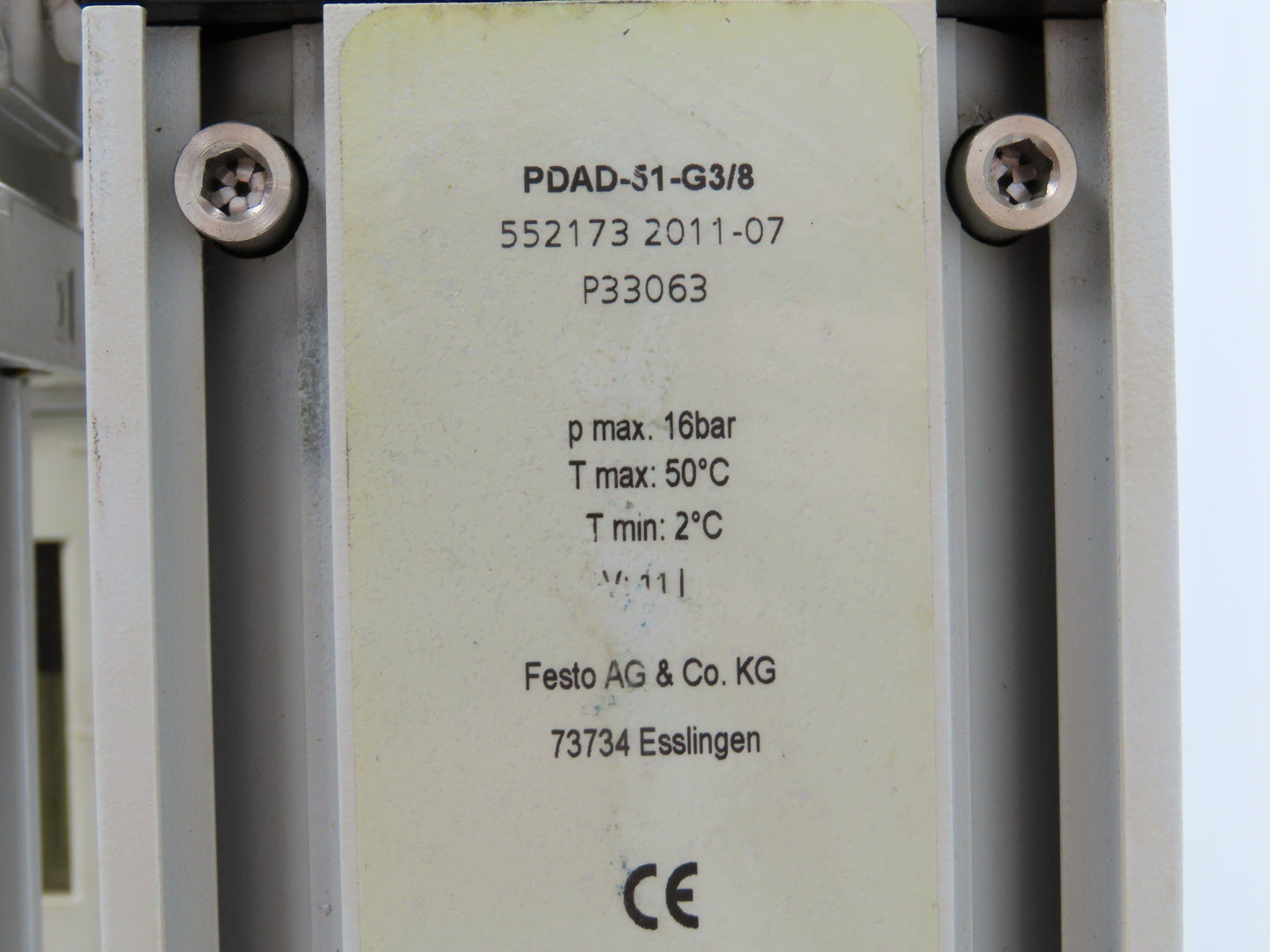 Festo PDAD-51-G3/8 Adsorption Dryer For Dry And Clean Compressed Air 16 Bar Max