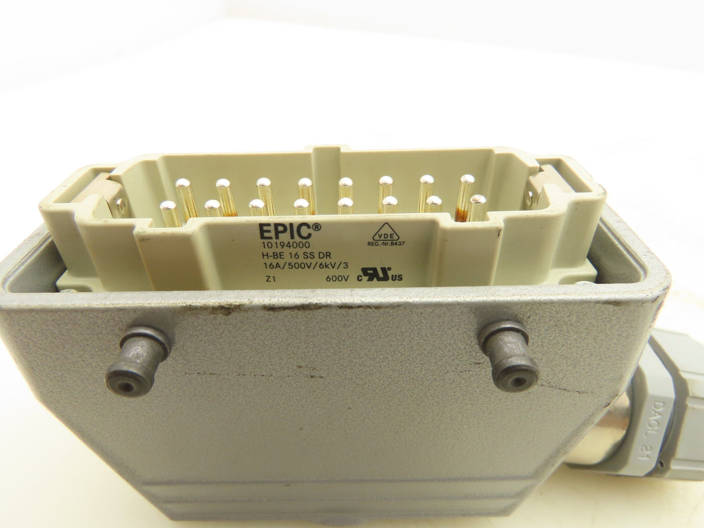 Epic H-BE 16 SS DR Connector 16 Pin Plug Male/Female Hood Housing Set 16A 500V