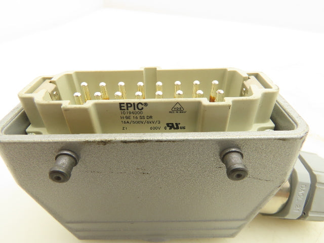 Epic H-BE 16 SS DR Connector 16 Pin Plug Male/Female Hood Housing Set 16A 500V