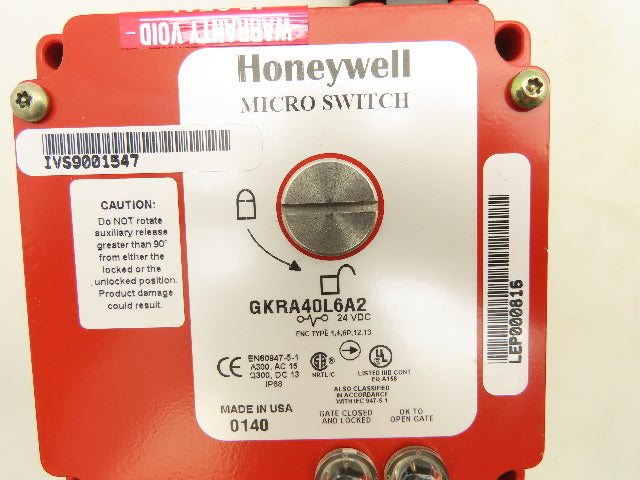 Honeywell GKRA40L6A2F05 Micro Switch 24 VDC Dual Entry Interlock Switch