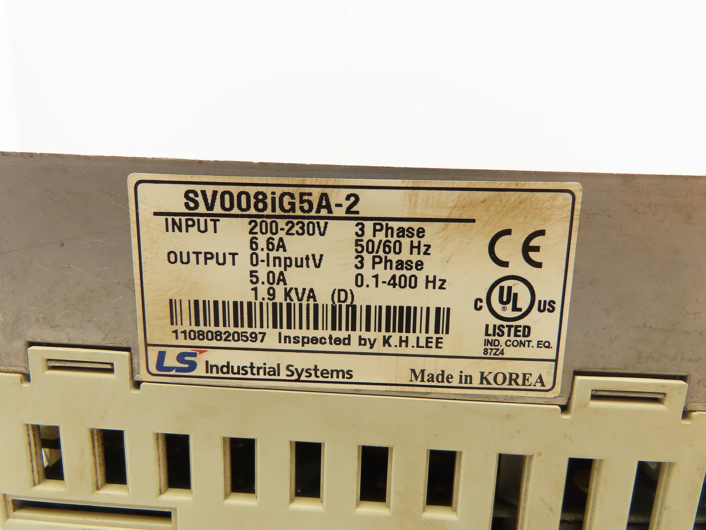 LS Industrial SV008IG5A-2 Variable Frequency Drive 200-230V 6.6A 3PH 1.9KVA