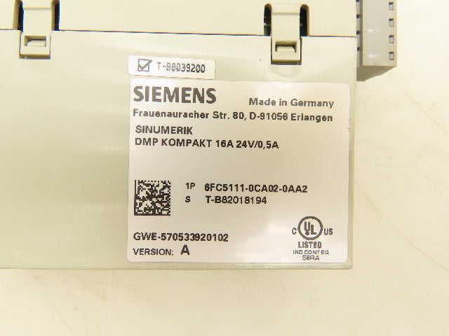 Siemens 6FC5111-0CA02-0AA2 Sinumerik DMP Kompakt Module 16A 24V Lot Of 2