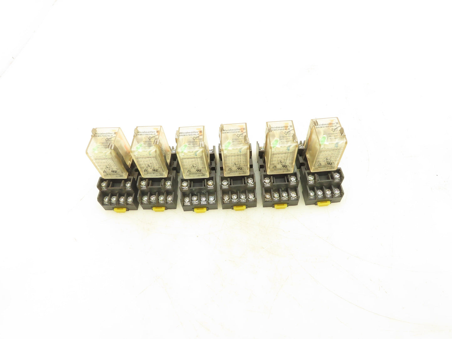 Weidmuller DRM570024LD Relay With Base 5A 24VDC 4 Contacts 14 Pin Lot Of 6