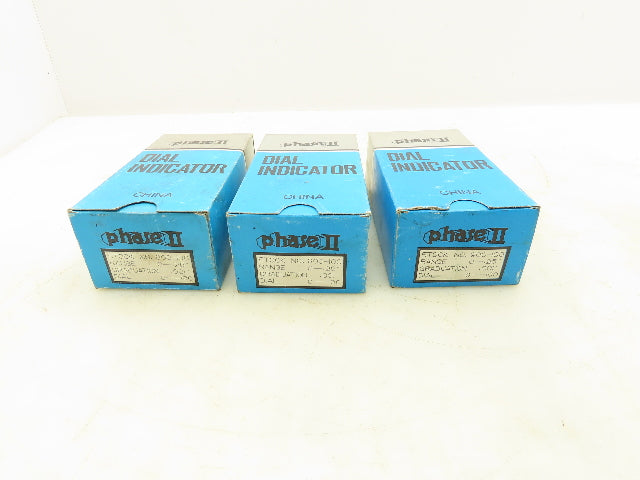 Phase II 900-100 Machine Dial Indicator Range 0-.25" Grad 0.001" Lot of 3