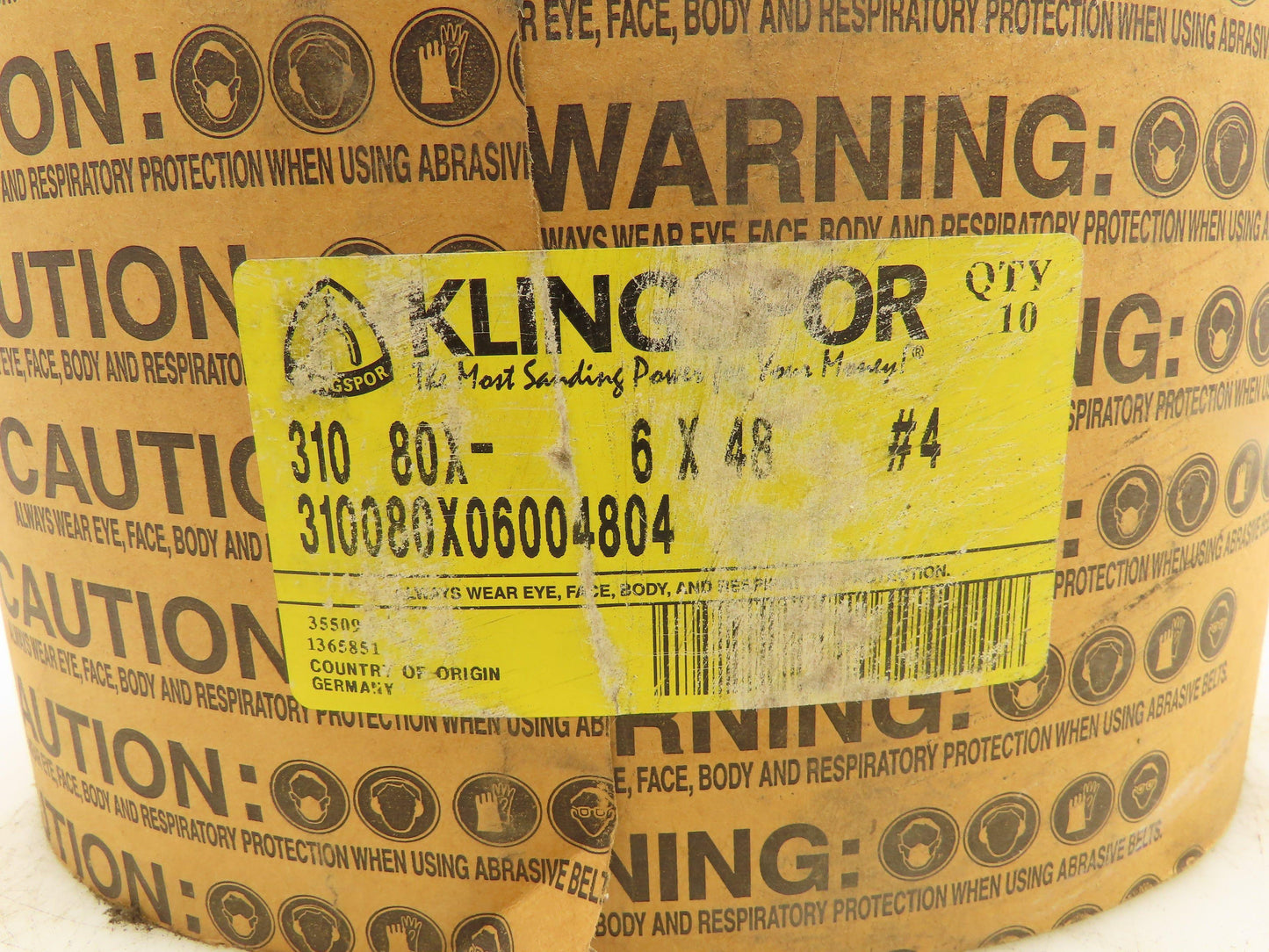 Klingspor 310080X06004804 Abrasive Belt 80 Grit Aluminum Oxide 6"x48" Lot Of 10